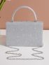 Glitter Rhinestone Decor Flap Square Bag