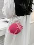 Mini Neon Pink Crocodile Embossed Chain Circle Bag