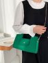 Crocodile Embossed Chain Square Bag