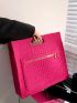 Neon Pink Crocodile Embossed Square Bag