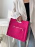 Neon Pink Crocodile Embossed Square Bag