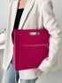 Neon Pink Crocodile Embossed Square Bag