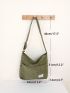 Letter Patch Decor Corduroy Hobo Bag