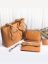 4pcs Bag Set Tote Bag Crossbody Bag Wristlet Bag Purse Metal Decor Minimalist, Best Work Bag For Women