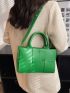 Double Handle Braided Design Square Bag