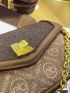 Mini Floral Embossed Metal Lock Flap Square Bag