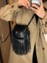 Mini Fringe Decor Flap Saddle Bag