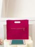 Neon Pink Crocodile Embossed Square Bag