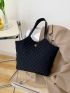 Large Capacity Double Handle Quilted Shoulder Tote Bag For Female
