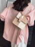 Mini Two Tone Houndstooth Square Bag With Bag Charm