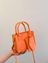 Mini Neon Orange Stitch Detail Square Bag With Coin Purse