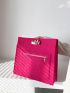 Neon Pink Crocodile Embossed Square Bag