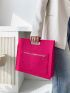 Neon Pink Crocodile Embossed Square Bag