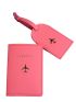 Metallic Airplane Pattern Passport Case With Luggage Tag