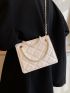 Mini Quilted Faux Pearl Decor Square Bag