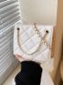 Mini Quilted Faux Pearl Decor Square Bag