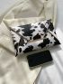 Cow Pattern Metal Decor Square Bag