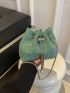 Mini Rhinestone Decor Drawstring Design Chain Bucket Bag