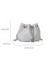 Mini Rhinestone Decor Drawstring Design Chain Bucket Bag