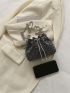 Mini Rhinestone Decor Drawstring Design Chain Bucket Bag