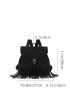 Buckle Decor Fringe Decor Flap Backpack