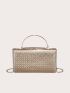 Rhinestone Decor Chain Box Bag