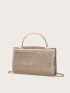 Rhinestone Decor Chain Box Bag