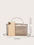 Rhinestone Decor Chain Box Bag