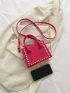 Mini Neon Pink Studded Decor Square Bag