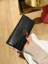Crocodile Embossed Metal Decor Long Wallet