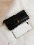 Crocodile Embossed Metal Decor Long Wallet