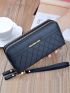Geometric Embossed Letter Graphic Long Wallet