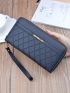 Geometric Embossed Letter Graphic Long Wallet