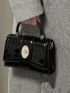 Crocodile Embossed Twist Lock Flap Chain Square Bag