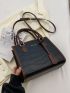 Crocodile Embossed Letter Graphic Square Bag