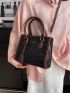 Crocodile Embossed Letter Graphic Square Bag
