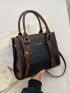 Crocodile Embossed Letter Graphic Square Bag