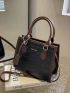Crocodile Embossed Letter Graphic Square Bag