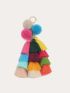 Colorblock Tassel Decor Bag Charm Keychain For Women Bag Decor Backpack Ornaments Key Holder Accessories Holiday Gift