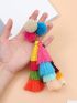 Colorblock Tassel Decor Bag Charm Keychain For Women Bag Decor Backpack Ornaments Key Holder Accessories Holiday Gift