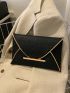 Crocodile Embossed Metal Decor Flap Envelope Bag