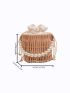 Mini Faux Pearl Decor Drawstring Design Chain Bucket Bag