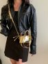 Mini Metallic Letter Graphic Bucket Bag