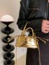Mini Metallic Drawstring Design Bucket Bag