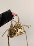 Mini Metallic Drawstring Design Bucket Bag