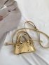Mini Metallic Letter Graphic Bucket Bag