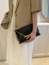 Crocodile Embossed Metal Decor Flap Envelope Bag