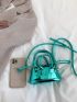 Mini Metallic Letter Graphic Bucket Bag