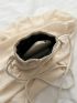 Mini Floral Embroidered Drawstring Design Straw Bag