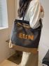 Letter Graphic Shopper Bag